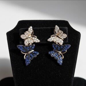 14K Gold Plated Simulated Sapphire & Diamond Butterfly Drop
Earring New
